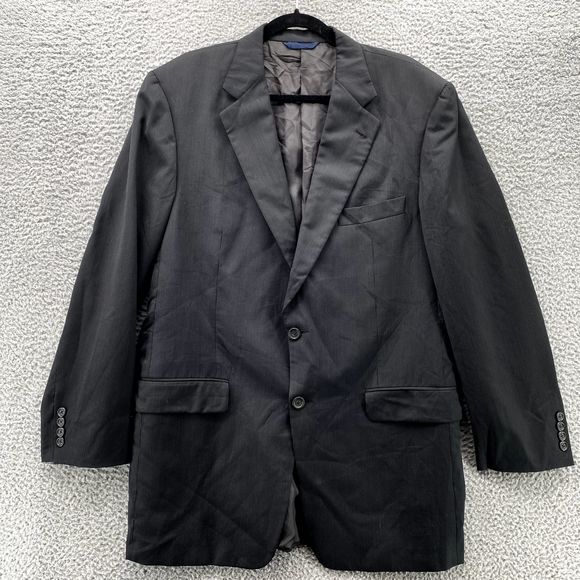 Burberry Jacket Men 42L Black Pinstripe Sport Wool Coat Blazer Corpcore Academia - Picture 1 of 16